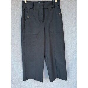 JCrew Pants Women Size 4 Petite Sydney Black Cropped Wide Leg Stretch High Rise